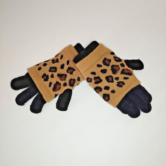 Ladies' Gloves 3-in-1 Acrylic Polyester Spandex Assorted Color Leopard Animal - Picture 3 of 9